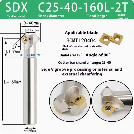 6037 45 degree inside and outside positive and negative chamfering cutter CNC rounding chamfering cutter SD SPK upper and lower bore reverse pull chamfering cutter bar Shandong Denso Pricision Tools Co.,Ltd.